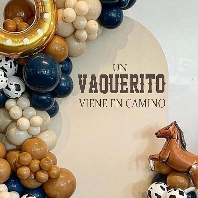 Un Vaquerito Viene En Camino Decal - Cowboy Party Decoration Decal, Baby Shower/Gender Reveal Party Decoration Supplies Wall Stickers, Cowboy Sign Balloon Arch and Party Backdrop Decor Stickers