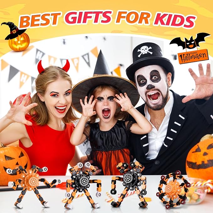 Halloween Decor Toy Gifts for Kids Transformable Fidget Spinners for Adults Stress Relief Sensory Toys for Boys and Girls Fidget Toys Black Orange Halloween Party Decorations