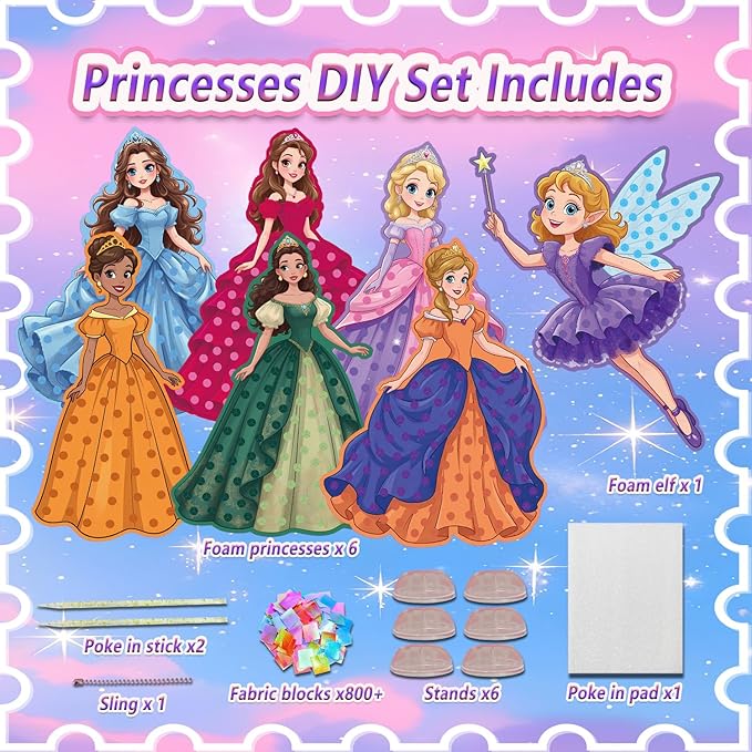 JRD&BS WINL Poke in Fun Art Kit for Kids Toys Age 3-12 Year Old 3D Creative Princesses for Girls Birthday Gifts for 3 4 5 6 7 8 9…… Year Old Boy DIY Craft Art Kit for Teens Beginner Kids