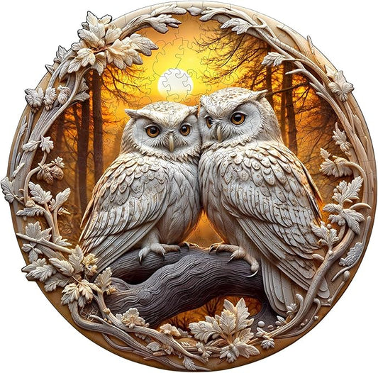 Wooden Puzzles for Adults - Couple Owl Wooden Jigsaw Puzzle - Unique Animal Shaped Wood Puzzles Adult - Creative Birthday Gift Family Game 200pcs