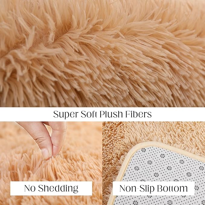 Luxury Area Rug, 6x9 Rugs for Living Room, Ultra Soft Rugs for Bedroom, Non-Slip Indoor Carpet for Nursery, Kids Room, Playroom, Home Decor, Camel