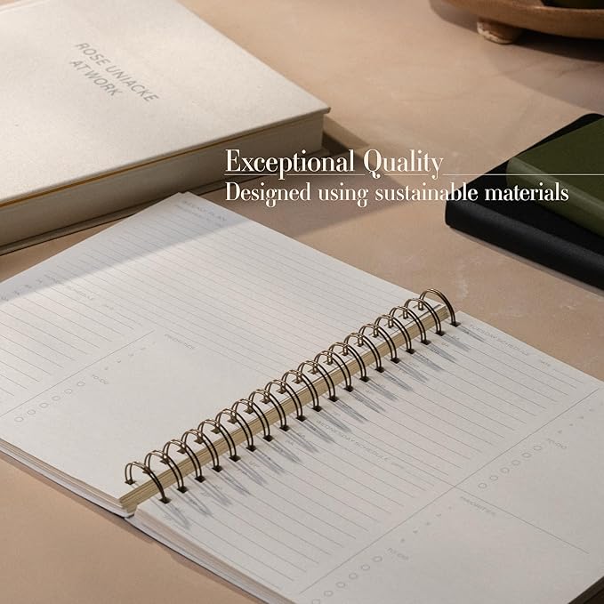 Anecdote 2026 Planner (8.5" x 10") Daily Planner Weekly Monthly Planner - 52 Weeks w/Library Buckram Cover, Brass Spiral - A4 Size Bleed-Resistant Paper – Mustard