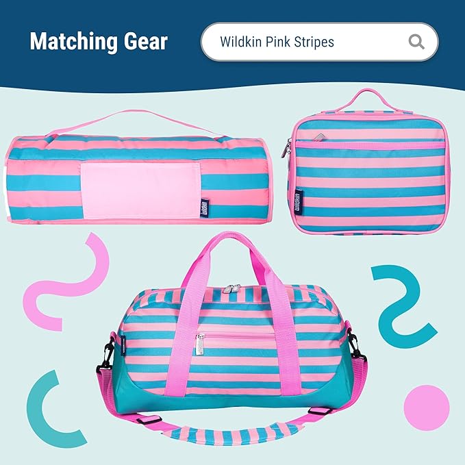 Wildkin 15-inch Kids Backpack – Durable, Padded, Adjustable for School & Travel - Pink Stripes