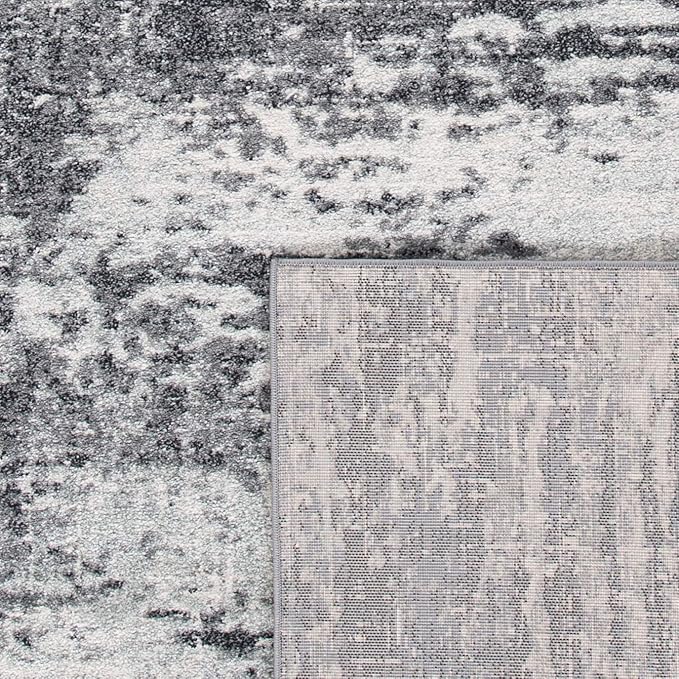 SAFAVIEH Evoke Collection 9' x 12' Ivory/Grey EVK272F Modern Abstract Non-Shedding Living Room Bedroom Dining Home Office Area Rug