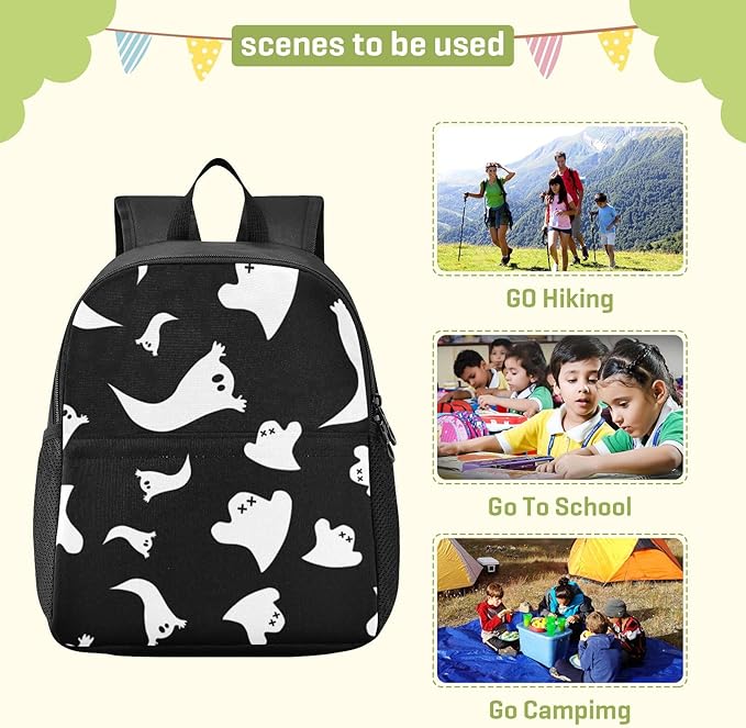 Halloween Ghost Toddler Backpack Waterproof Mini Backpack Boys/Girls Cute Small Backpack Kindergarten Pre School Bags 13 Inch