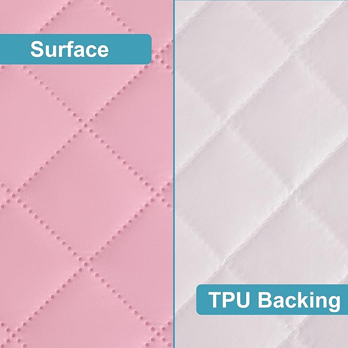 NTBAY 2 Pack Waterproof Mini Crib Mattress Protector, Quilted 24"x38" Fitted Mattress Cover - Machine Washable - Soft and Breathable Baby Mattress Pad Sheet for Mini Crib and Baby Playards, Pink