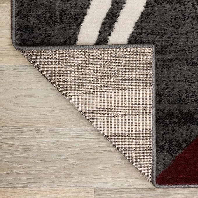 Rugshop Modern Wavy Circles Design Area Rug 8'8" x 12' Red