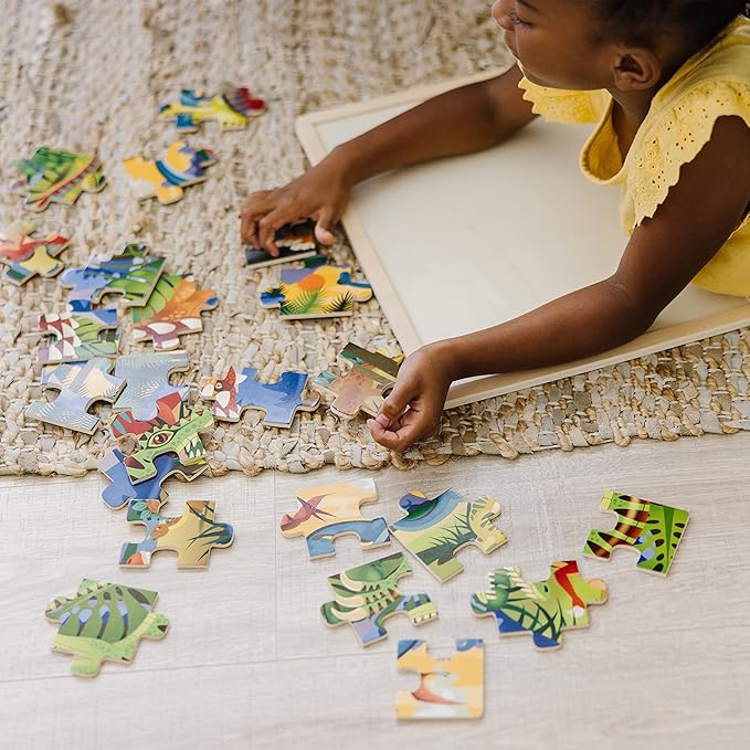 Melissa & Doug Dinosaurs Wooden Jigsaw Puzzle with Storage Tray (24 pcs)