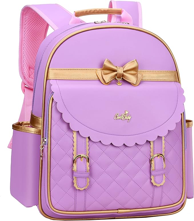Gazigo Children Princess Waterproof PU Backpack for Girls Elementary School Girl Bookbags