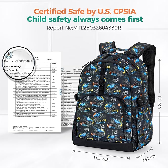 Choco Mocha Backpack for Boys, Elementary School Backpack for Boys Ages 6-8 Kids Kindergarten Backpack Bookbag 17 Inch with Chest Strap, Camo