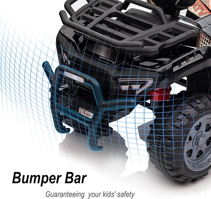 Kids ATV 4 Wheeler, 6V Ride-On Toy for Toddlers 1-3 Boys & Girls with Music, Forward & Reverse - Black