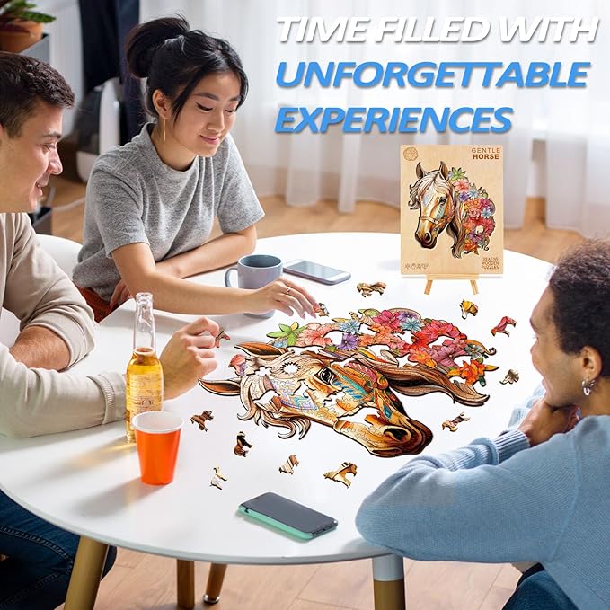 Wooden Puzzles for Adults, Horse Building Set Wooden, Irregular Wooden Puzzles Adult, Difficult Puzzle Gifts for Puzzle Lover, (XL-17.3 * 15.6in - 450pcs)