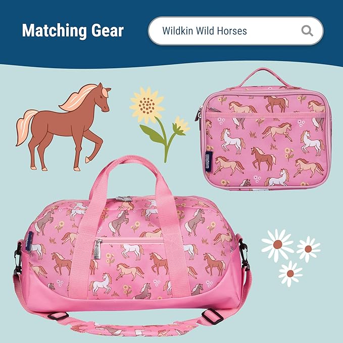 Wildkin 15-inch Kids Backpack – Durable, Padded, Adjustable for School & Travel - Wild Horses