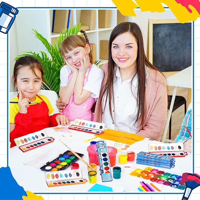 36 Pcs Apple Style Watercolor Painting Set for Kids 8 Washable Colors with Brush Watercolor Painting Set Gift Party Supplies Back to School Party Gift Exchange