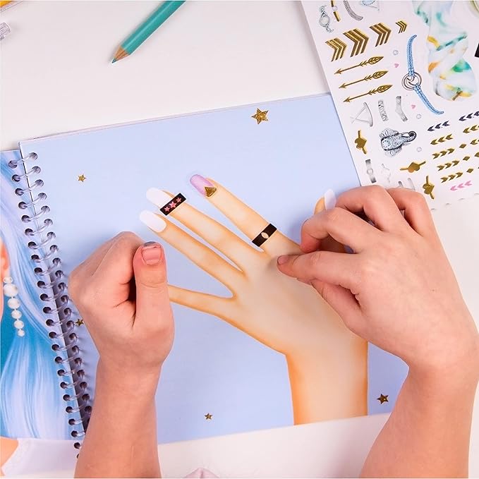 BSCOOL - Drawing, Coloring & Activity Book. Nail Design Book with Stickers and Guides. Fashion Design Sketchbook for Kids 5 and up. Little Designer Creativity Book - Nail Sticker Book. Gift for Girls