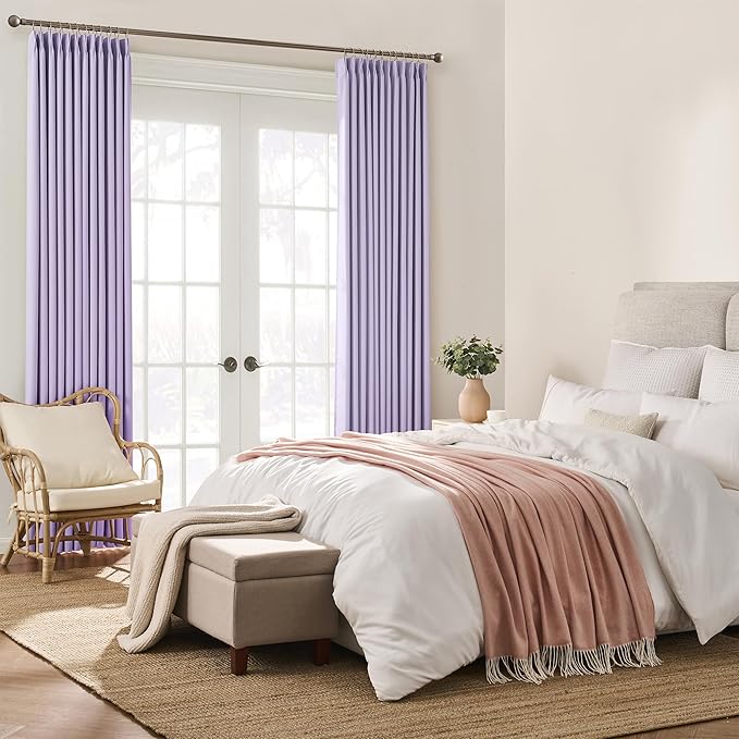 KEQIAOSUOCAI Light Purple Pinch Pleated Lilac Curtains Blackout 84 Inch Long, Thermal Insulated Darkening Drapes for Kids Nursery Bedroom Living Room Window Panels with Hooks 40 x 84 Inch