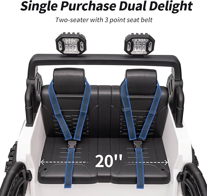 2 Seater Ride on Car Truck, 12V Kids Electric Ride on Toy for Big Kids Age 3-8 w/Remote Control- White