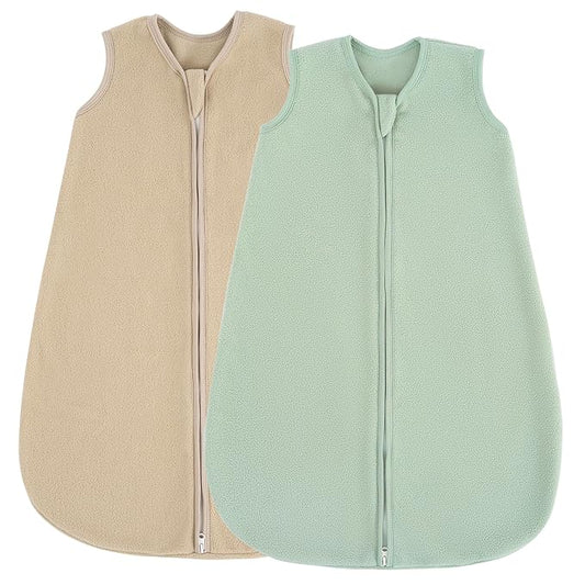 JELLYMONI Fleece Baby Sleep Sack 0-6 Months, 2 Pack 1.5 TOG Baby Wearable Blanket Winter Infant Sleep Sack with 2-Way Zipper, Warm Toddler Sleep Sack