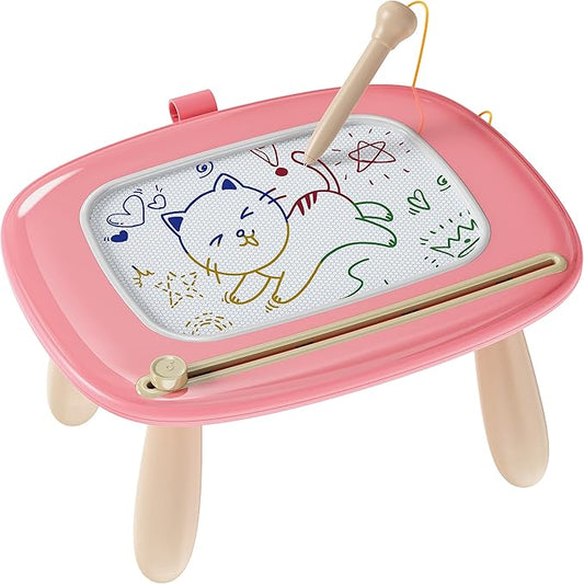 Kikapabi Toddler Magnetic Drawing Board - 1st Birthday Gifts for 1 2 3 Year Old Girls & Boys, Learning Doodle Board, Educational Toys for Baby (Pink)