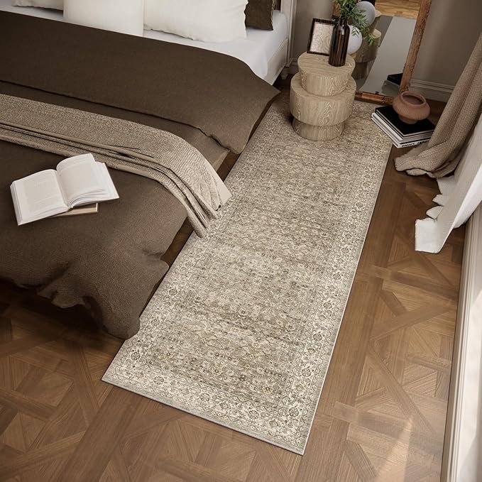 Machine Washable Kitchen Runner Rugs: 2'x 6' Hallway Rug Stain Resistant Non Slip Low Pile Soft Carpet Runners for Hallways Indoor Entryway Kitchen Laundry Room Bedroom Bathroom Farmhouse