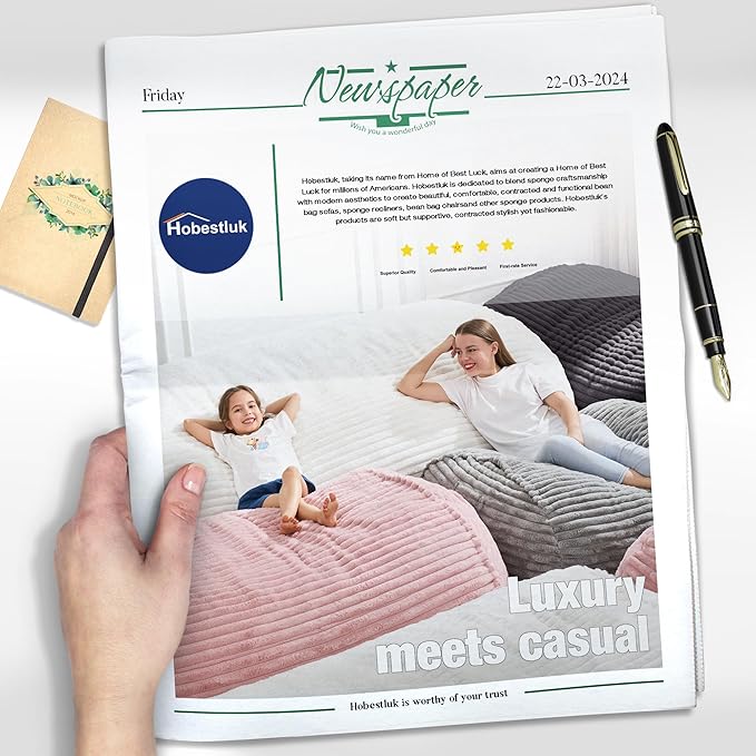 Hobestluk 4FT Bean Bag Chairs Adult Bean Bag with Portable Handle Comfy Large Bean Bag Chair with Removable Cover for Living Room Bedroom or Reading Nook (Stripe Pink, 4FT)