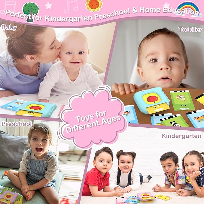 Alphabet Flash Cards, 384 Sight Words Talking Flash Cards, ABC Learning Toys for Kids,Pocket Speech for Toddlers Learning Alphabet Toys, Autism Sensory Toys, Birthday Gifts for Age 1 2 3 4 5 Year Olds