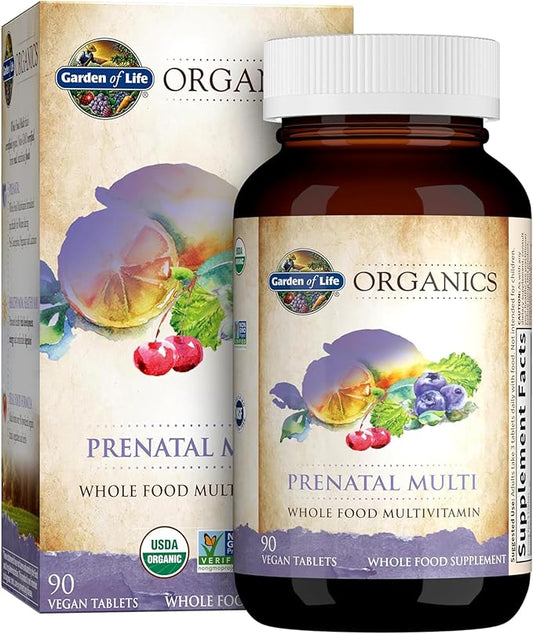 Garden of Life Organics Women’s Prenatal Multivitamin with Vitamin D3, B6, B12, C & Iron, Folate for Energy & Healthy Fetal Development – Organic, Non-GMO, Gluten-Free, Vegan, 90 Day Supply