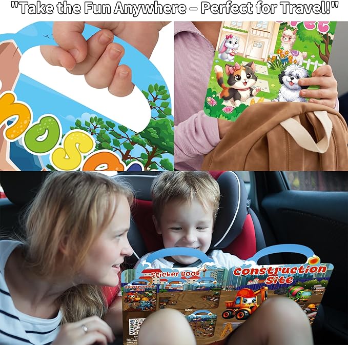 12 Set Reusable Sticker Books for Toddlers 2-4 1-3, Kids 3D Puffy Sticker Activity Books, Birthday Party Favors Goodie Bags Stuffer