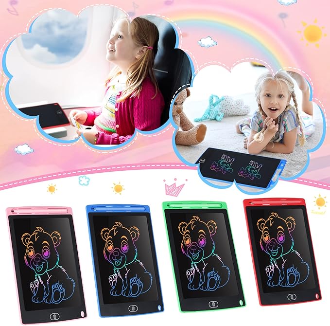 Tinlade 12 Pack LCD Writing Drawing Tablets 8.5 Inch Bulk Colorful Doodle Board Erasable Electronic Painting Drawing Pads Learning Toy Gifts for Kids Boys Girls(Pink, Green, Red, Blue)