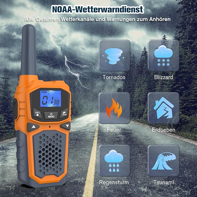 Woktok Kids Walkie Talkies, Long Range 2 Way Radio 22 Channel, Durable Toy Birthday Gifts for 6-12 Year Old Boys and Girls, Handheld Walkies Talkie for Outside Hiking Camping（No Batteries）