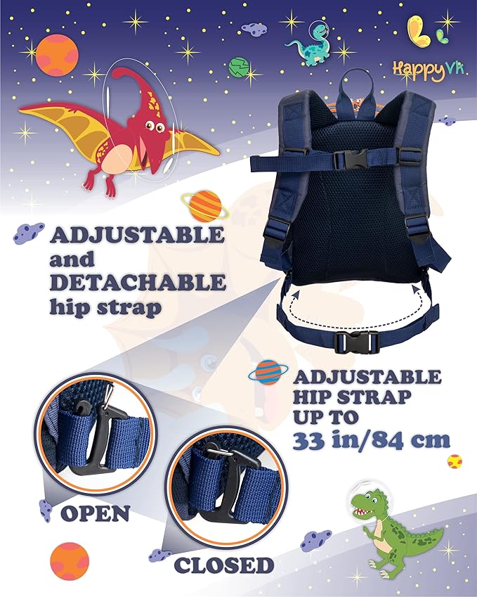 HappyVk- Backpack with Leash for Kids-Anti Lost Walking Toddler Leash-Dinosaur design-for 1-4 Years Old Boys, Girls