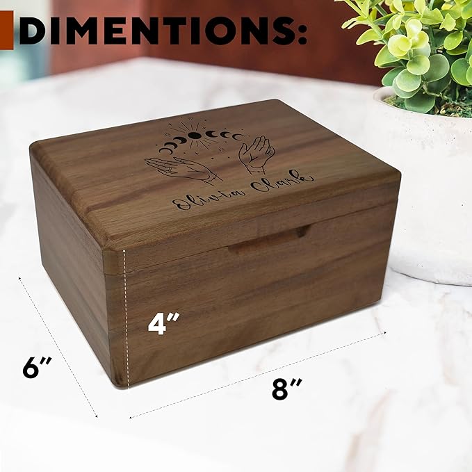 Custom Crystal Trinket Box - Tarot Cards Holder Engraved Keepsake Box for Witch Essentials, Witchcraft Gifts for Women, Esoteric Gifts for Tarot Lovers, Witchy Valentines Gifts, Stone Crystal Storage
