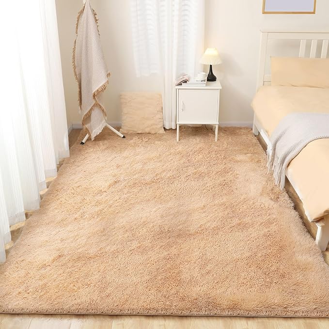 Luxury 3x5 Area Rug, Ultra Soft Rugs for Living Room, Plush Carpet Rugs for Bedroom, Non-Slip Indoor Rug for Nursery, Study Room, Playroom, Home Decor, Camel