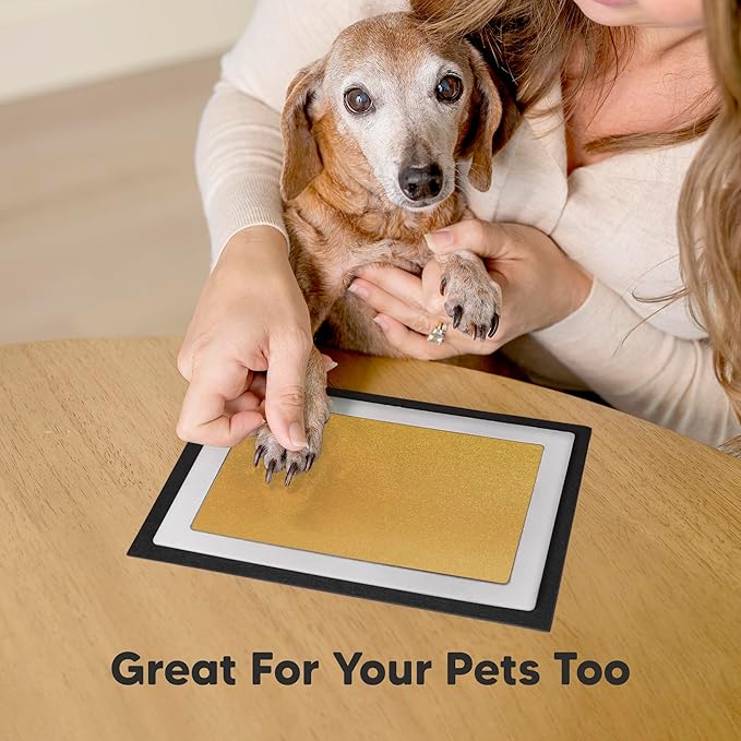 1-Pack Inkless Baby Hand and Footprint Kit - Mess Free Ink Pad for Newborn Keepsake, Dog Nose & Paw Print Kit, Clean Touch Ink Pad for Baby Hand & Footprints, Ideal New Mom Gifts (Gold, Jumbo)