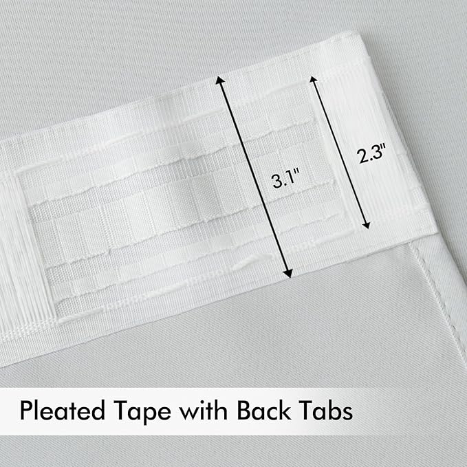 MIULEE Back Tab Light Blocking Curtains 84 Inch Length 2 Panels Set for Living Room Bedroom, Greyish White Rod Pocket/Pinch Pleated Thermal Insulated Room Darkening Blackout Curtains 84 Inches Long