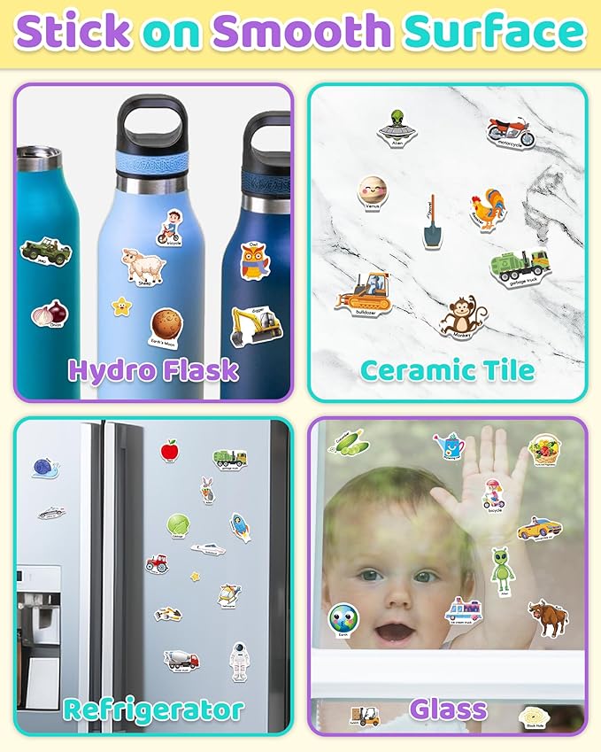 Benresive Reusable Sticker Books for Kids 2-4, Sticker Books for Toddlers 1-3 2-4, Toddler Travel Toys Activities Crafts Gifts - Farm, Space and Vehicle