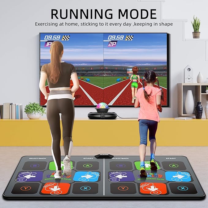 FWFX Dance Mat for TV Games - Wireless Musical Electronic Dance Pad for Kids & Adults, 2-Player Indoor Active Exercise Game for Family Parties, Birthday for Boys and Girls