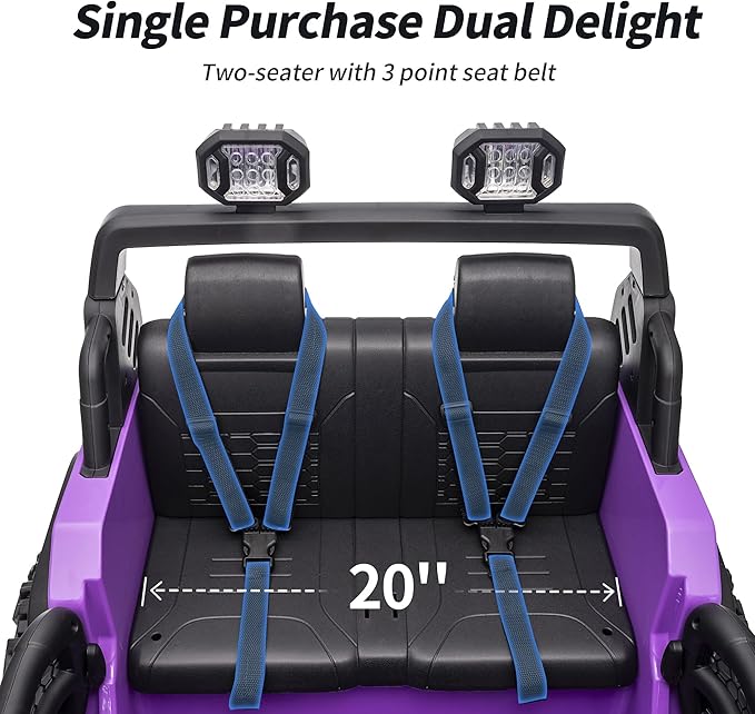 2 Seater Ride on Toy Car for Kids, 24V 4x4 Ride-on Truck Kids Electric Car w/Remote Control, 4x200W Motors - Purple