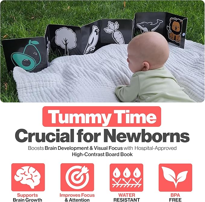 Happy Start Award-Winning High Contrast Board Book - Newborn Black & White Baby Cards, Easy to Clean, Hospital Approved, Stands on Its Own, Tummy Time Toy, Ages 0+ (French)