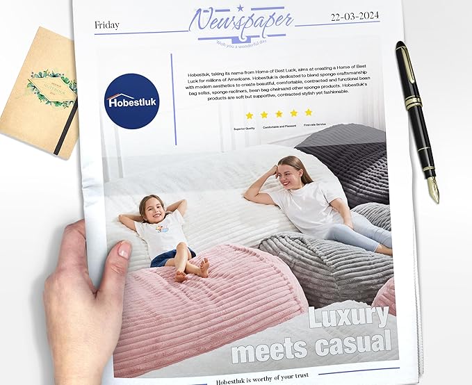 Hobestluk 6FT Bean Bag Chairs Adult Bean Bag with Portable Handle Comfy Large Bean Bag Lounge Chair with Removable Cover for Living Room Bedroom (Stripe Dark Grey, 6FT)