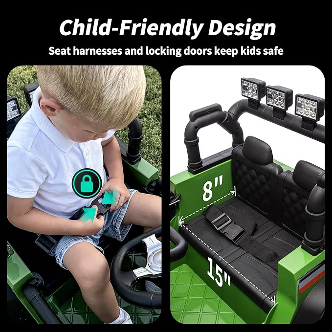 4WD Kids Ride on Car Truck, 12V 7Ah Kids Electric Vehicles Car Ride on Toy w/Remote Control - Army Green