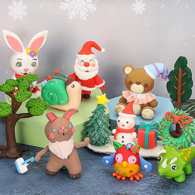 CiaraQ Modeling Clay Kit - 64 Colors Air Dry Clay with Sculpting Tools, Ideal for Crafting, DIY Projects. Easter/Halloween/Christmas Gifts.