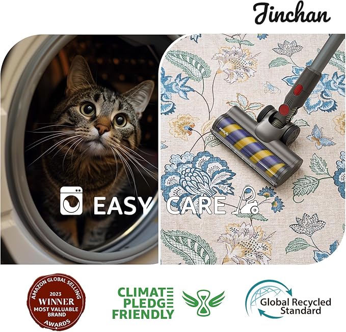 jinchan Floral Corner Rug for Living Room Washable Bedroom Rug Vintage Romance Design Non Slip Quarter Circle Lightweight Low-Pile Throw Carpet for Reading Nook Playroom,6ft Radius, Blue/Beige