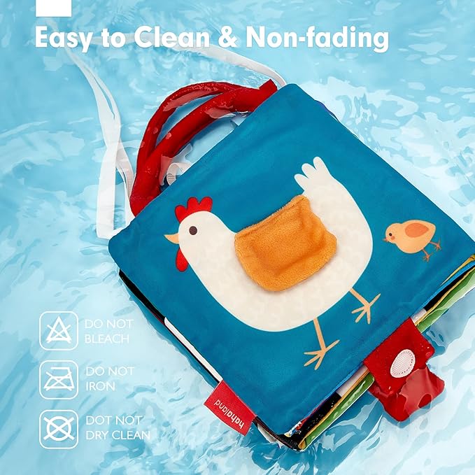 hahaland Baby Toys 0-6 Months - High Contrast Newborn Toys - Baby Tummy Time Books 0-6 Months with Crinkle, Squeaky Sounds, Touch Feel, Visual Stimulation