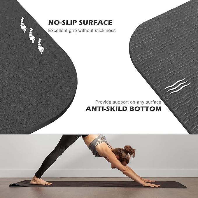 UMINEUX Yoga Mat Extra Thick 1/3'' & 2/5" Non Slip Yoga Mats for Women Eco Friendly TPE Fitness Exercise Mat with Carrying Sling & Storage Bag