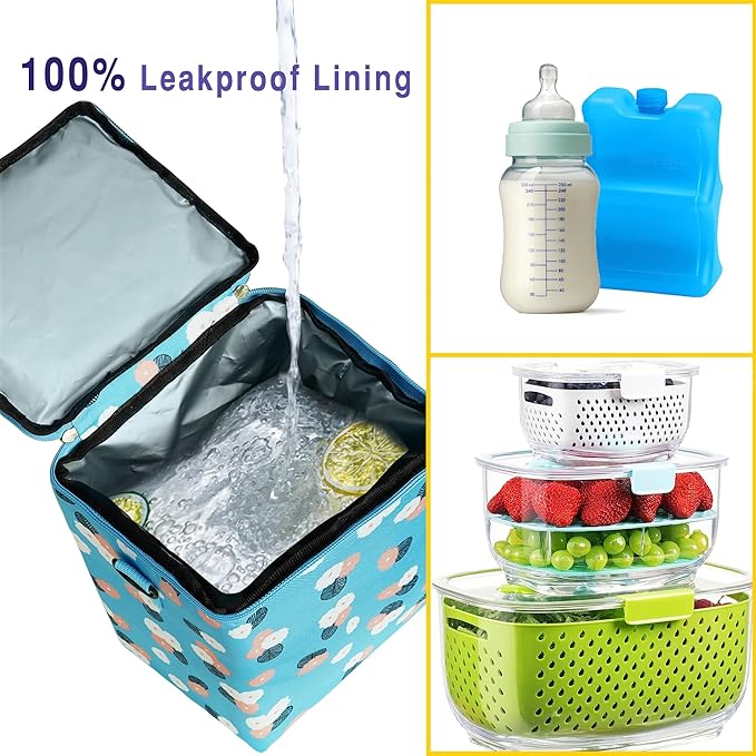 Breast Milk Cooler Bag with Ice Pack - Fits 4 Bottles Up to 9 Oz - Insulated Bag for Nursing Moms, Daycare, Travel