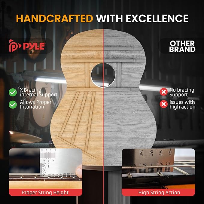 Pyle 36'' -Inch 6-String Classic Guitar-3/4 Size Scale Guitar with Digital Tuner & Accessory Kit, Sunburst, Right, 7 Cherry Burst, Gloss, 36” (PGACLS82CS.X9)