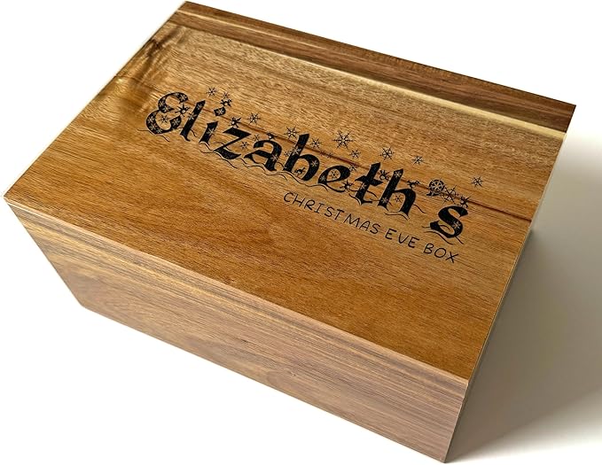 Christmas Eve Box Personalized - Xmas Gift Boxes for Gifts - North Pole Delivery Box - Christmas Tree Present Boxes Customized - Large Santa Storage Chest - Reusable Holiday Decor 11 x 8 x 4.75 in