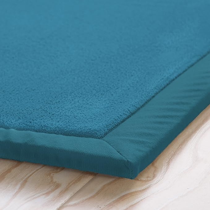Loartee Nursery Rug Coral Velvet Crawling Rugs Mat Area Rugs Play Crawling Mat(4'9"x4'9", Blue) for Toddler Children Play Mat Yoga Mat Exercise Pads Carpet