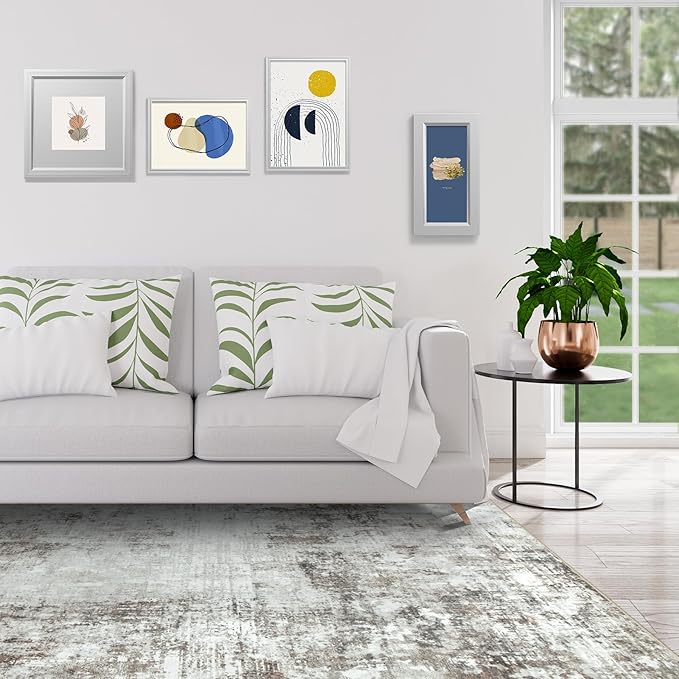 10x14 Area Rugs Large Living Room Rug Washable: Modern Abstract Rug Indoor Modern Carpet Non Slip for Dining Room Bedroom Nursery Home Office Brown Grey